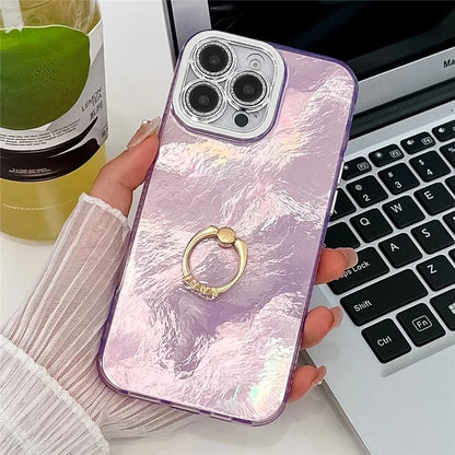 For iPhone 16 Pro Max Case Ring Holder PC+TPU IMD Phone Cover with Lens Film
