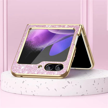 For Samsung Galaxy Z Flip6 5G Case Leather+PC Phone Cover Sparkle Glitter