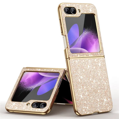 For Samsung Galaxy Z Flip6 5G Case Leather+PC Phone Cover Sparkle Glitter