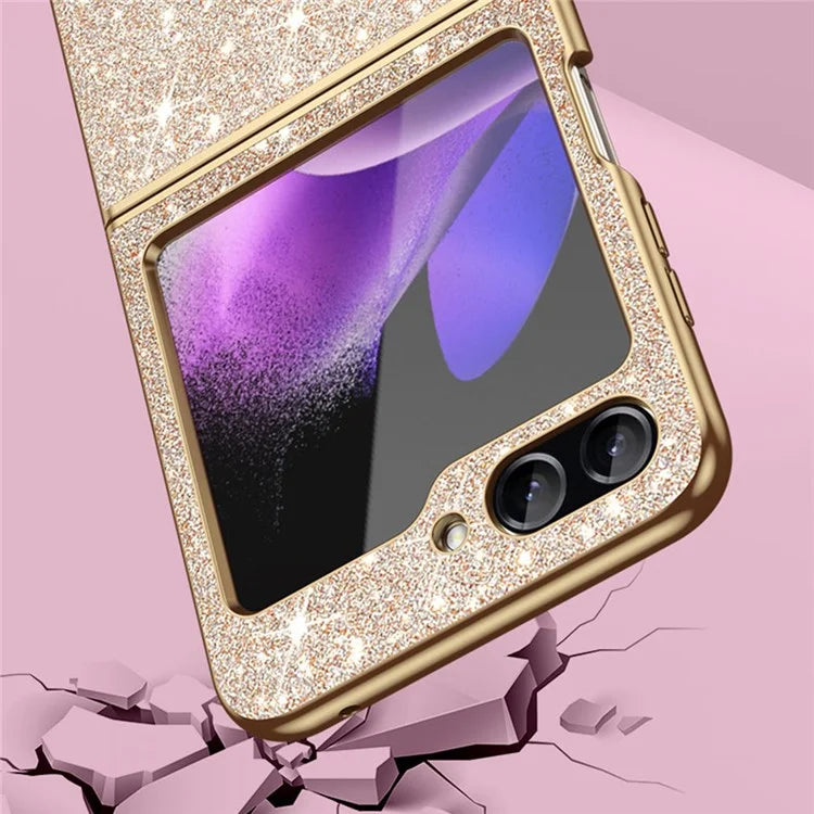 For Samsung Galaxy Z Flip6 5G Case Leather+PC Phone Cover Sparkle Glitter