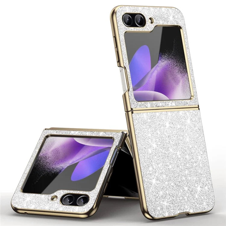 For Samsung Galaxy Z Flip6 5G Case Leather+PC Phone Cover Sparkle Glitter