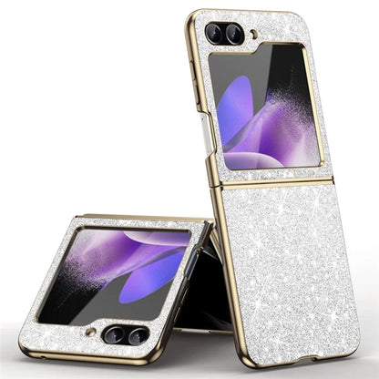 For Samsung Galaxy Z Flip6 5G Case Leather+PC Phone Cover Sparkle Glitter