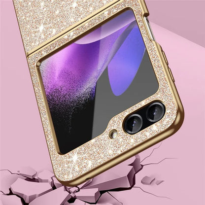 For Samsung Galaxy Z Flip6 5G Case Leather+PC Phone Cover Sparkle Glitter