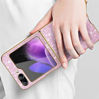 For Samsung Galaxy Z Flip6 5G Case Leather+PC Phone Cover Sparkle Glitter