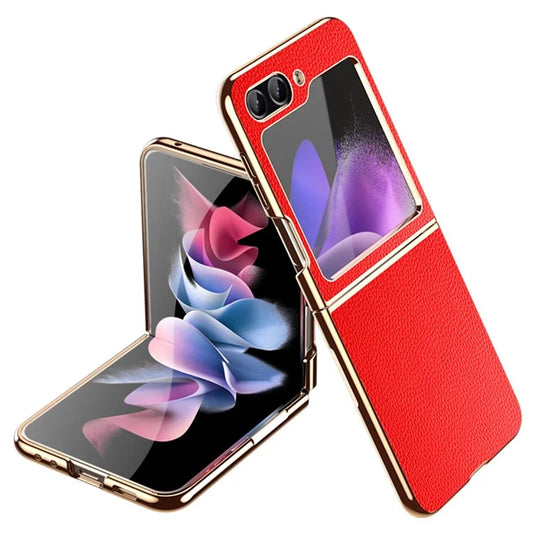 For Samsung Galaxy Z Flip6 5G Case Litchi Texture Leather Coated PC Phone Cover