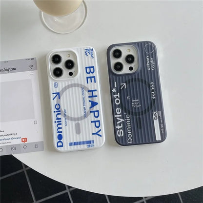 For iPhone 13 Pro Max Case Compatible with MagSafe Word Pattern PC+TPU Phone Cover