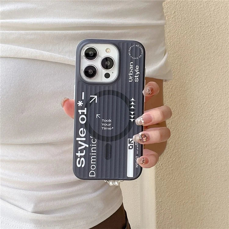 For iPhone 13 Pro Magnetic Case Word Pattern PC+TPU Phone Cover Skin-Friendly Touch Feeling