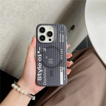 For iPhone 14 Pro Magnetic Case Word Pattern PC+TPU Phone Cover Drop Protection