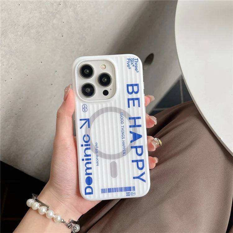 For iPhone 14 Pro Magnetic Case Word Pattern PC+TPU Phone Cover Drop Protection