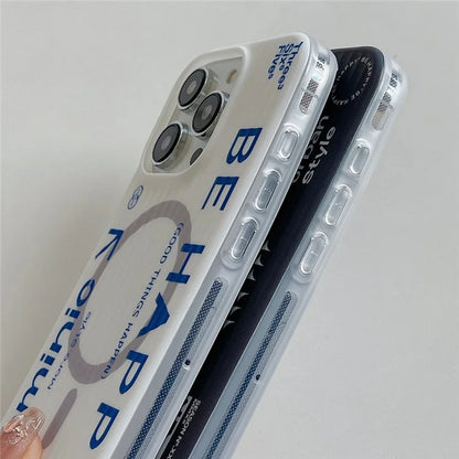 For iPhone 14 Pro Magnetic Case Word Pattern PC+TPU Phone Cover Drop Protection