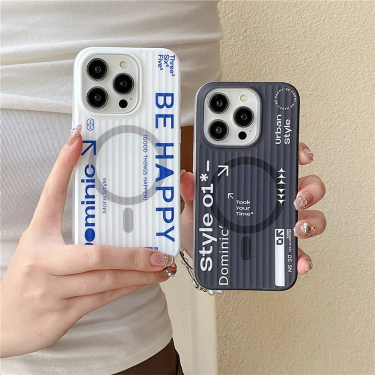 For iPhone 14 Pro Magnetic Case Word Pattern PC+TPU Phone Cover Drop Protection