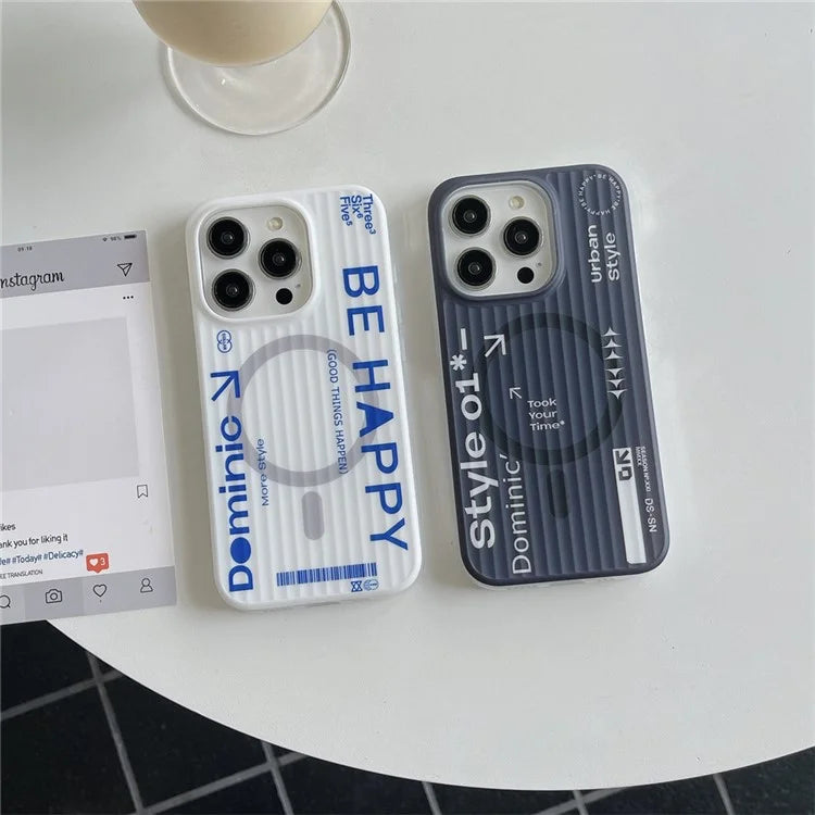 For iPhone 14 Pro Max Case Skin Touch PC+TPU Phone Cover Word Pattern Compatible with MagSafe