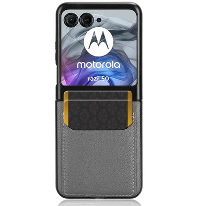 For Motorola Razr 50 5G Case Litchi Texture Leather+PC Phone Cover with Dual Card Slots
