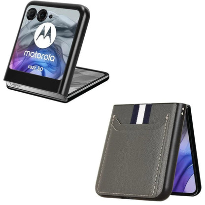For Motorola Razr 50 5G Case Litchi Texture Leather+PC Phone Cover with Dual Card Slots