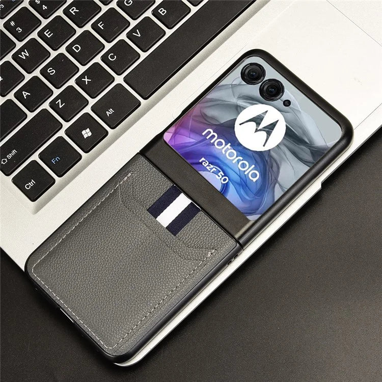 For Motorola Razr 50 5G Case Litchi Texture Leather+PC Phone Cover with Dual Card Slots