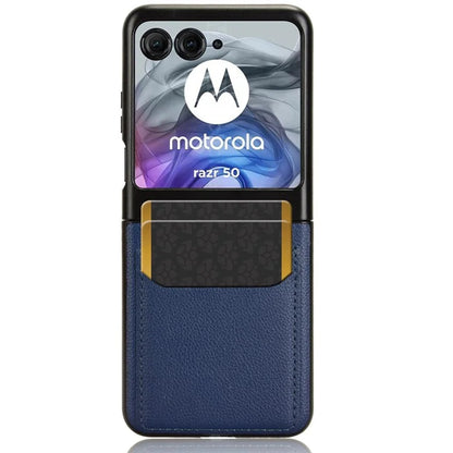 For Motorola Razr 50 5G Case Litchi Texture Leather+PC Phone Cover with Dual Card Slots