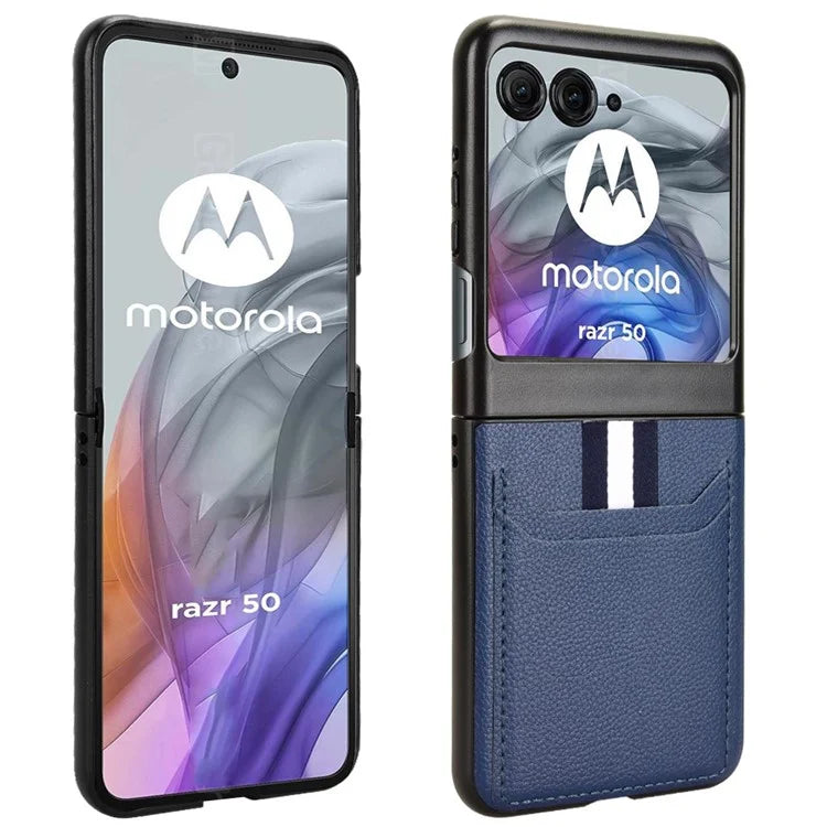 For Motorola Razr 50 5G Case Litchi Texture Leather+PC Phone Cover with Dual Card Slots