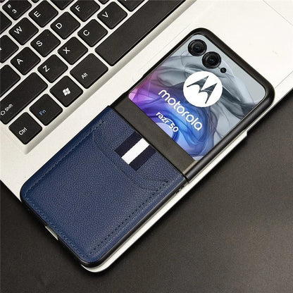 For Motorola Razr 50 5G Case Litchi Texture Leather+PC Phone Cover with Dual Card Slots