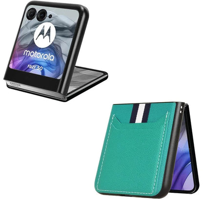 For Motorola Razr 50 5G Case Litchi Texture Leather+PC Phone Cover with Dual Card Slots