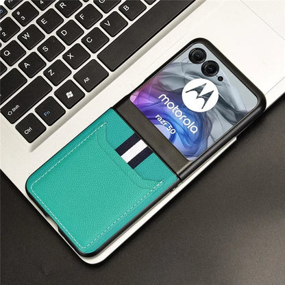 For Motorola Razr 50 5G Case Litchi Texture Leather+PC Phone Cover with Dual Card Slots
