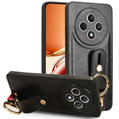 For Oppo Reno12 F 4G Case Wristband Kickstand Leather+PC+TPU Phone Cover with Bottle Opener