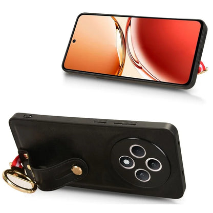 For Oppo Reno12 F 4G Case Wristband Kickstand Leather+PC+TPU Phone Cover with Bottle Opener