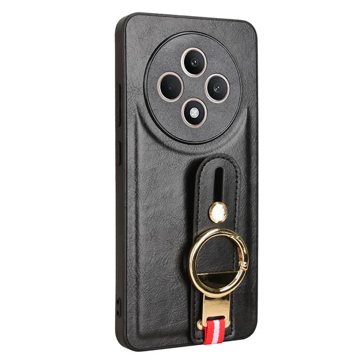 For Oppo Reno12 F 4G Case Wristband Kickstand Leather+PC+TPU Phone Cover with Bottle Opener