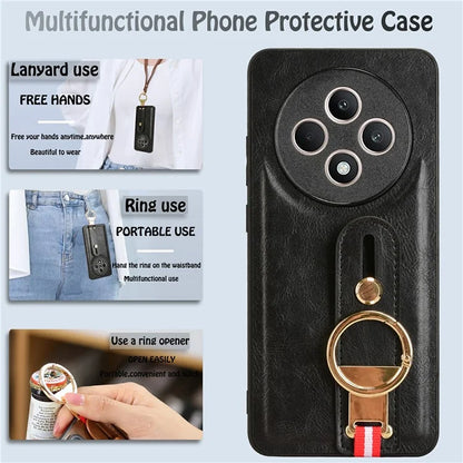 For Oppo Reno12 F 4G Case Wristband Kickstand Leather+PC+TPU Phone Cover with Bottle Opener