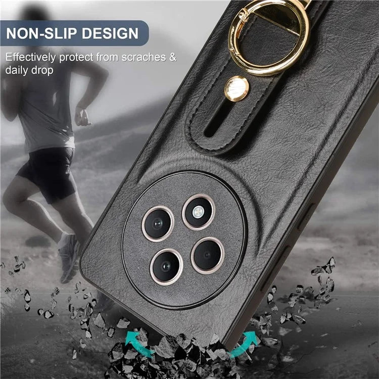 For Oppo Reno12 F 4G Case Wristband Kickstand Leather+PC+TPU Phone Cover with Bottle Opener
