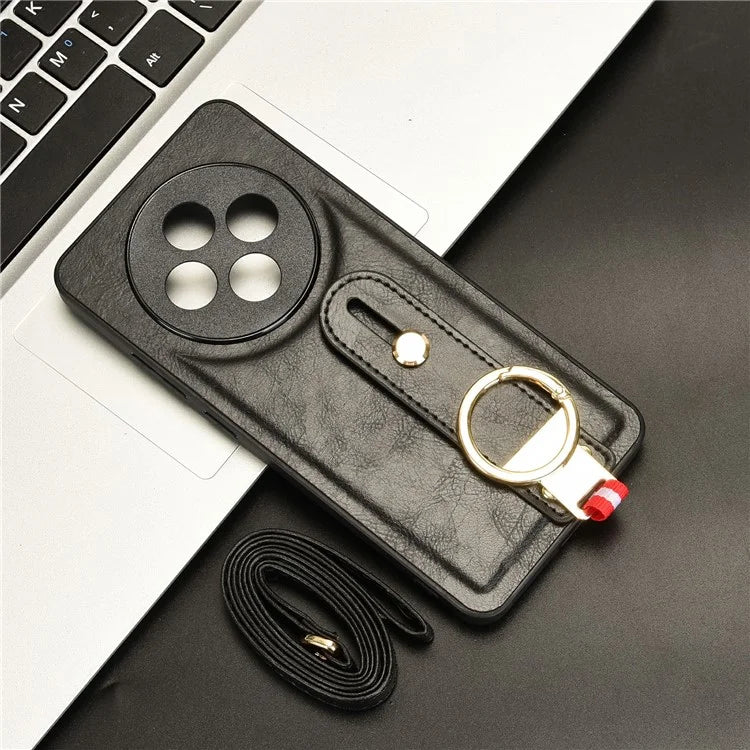 For Oppo Reno12 F 4G Case Wristband Kickstand Leather+PC+TPU Phone Cover with Bottle Opener
