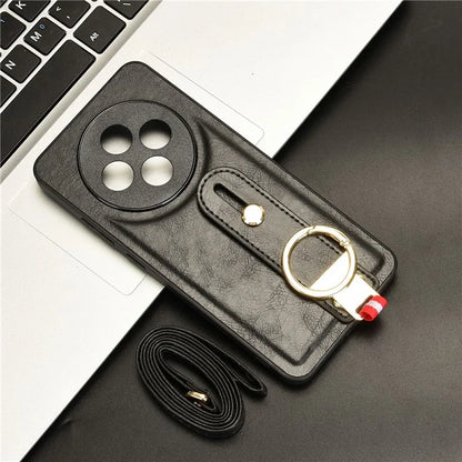For Oppo Reno12 F 4G Case Wristband Kickstand Leather+PC+TPU Phone Cover with Bottle Opener