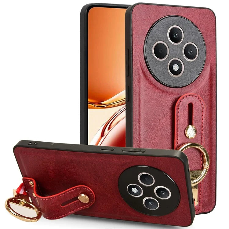 For Oppo Reno12 F 4G Case Wristband Kickstand Leather+PC+TPU Phone Cover with Bottle Opener