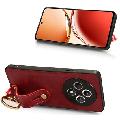 For Oppo Reno12 F 4G Case Wristband Kickstand Leather+PC+TPU Phone Cover with Bottle Opener