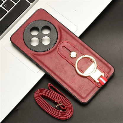 For Oppo Reno12 F 4G Case Wristband Kickstand Leather+PC+TPU Phone Cover with Bottle Opener