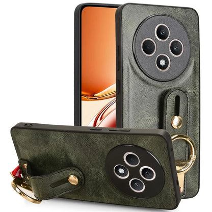 For Oppo Reno12 F 4G Case Wristband Kickstand Leather+PC+TPU Phone Cover with Bottle Opener