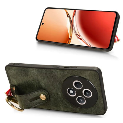 For Oppo Reno12 F 4G Case Wristband Kickstand Leather+PC+TPU Phone Cover with Bottle Opener