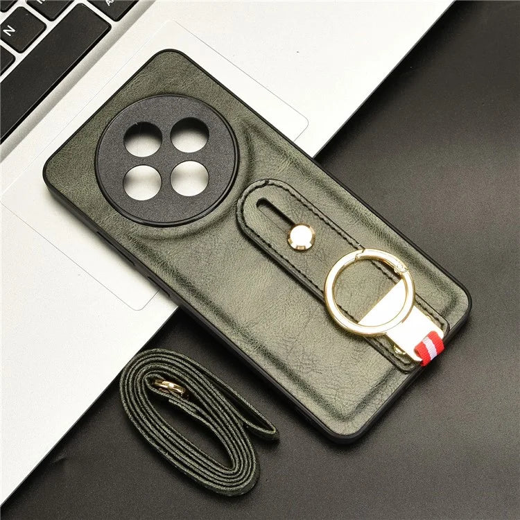 For Oppo Reno12 F 4G Case Wristband Kickstand Leather+PC+TPU Phone Cover with Bottle Opener
