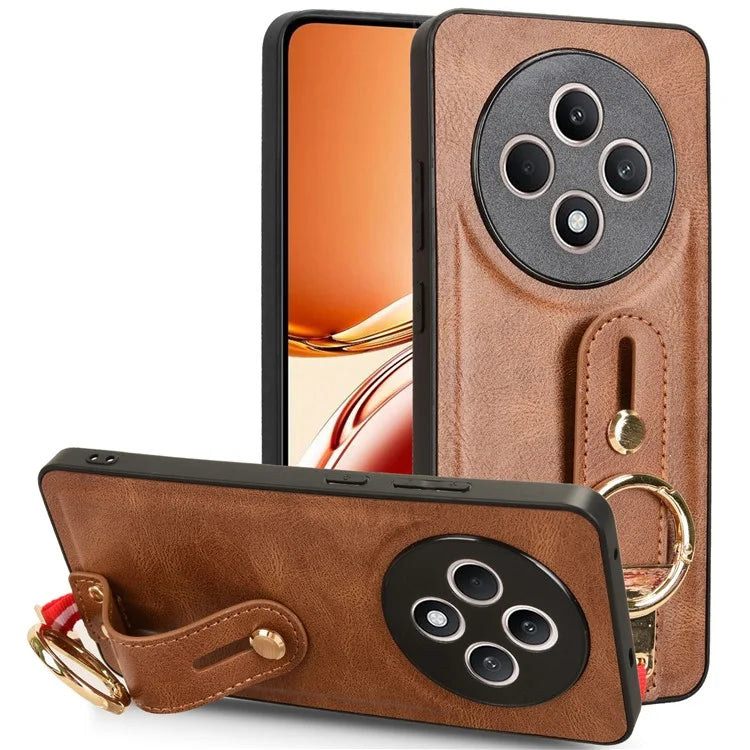 For Oppo Reno12 F 4G Case Wristband Kickstand Leather+PC+TPU Phone Cover with Bottle Opener