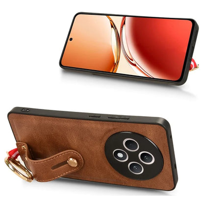 For Oppo Reno12 F 4G Case Wristband Kickstand Leather+PC+TPU Phone Cover with Bottle Opener