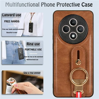For Oppo Reno12 F 4G Case Wristband Kickstand Leather+PC+TPU Phone Cover with Bottle Opener