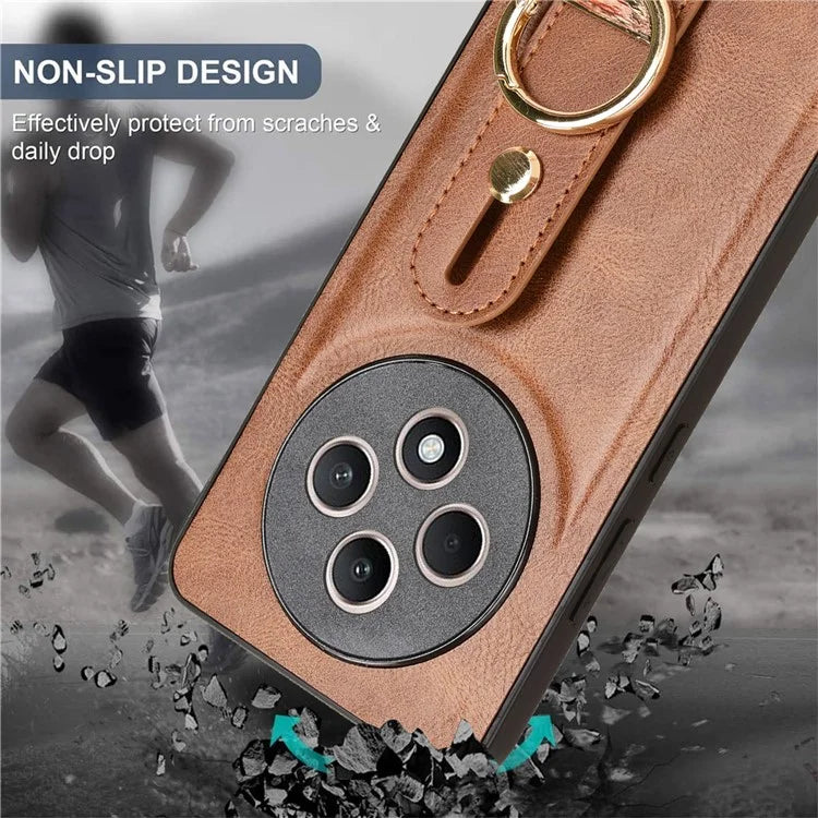 For Oppo Reno12 F 4G Case Wristband Kickstand Leather+PC+TPU Phone Cover with Bottle Opener
