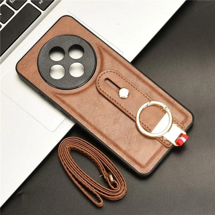 For Oppo Reno12 F 4G Case Wristband Kickstand Leather+PC+TPU Phone Cover with Bottle Opener