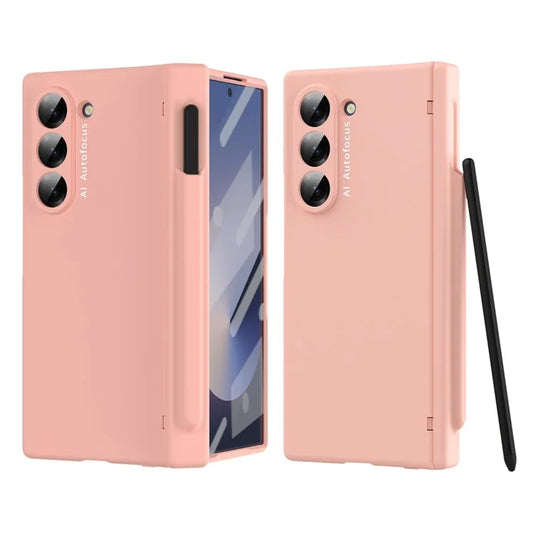 Macaron Series For Samsung Galaxy Z Fold6 5G Case PU Leather+PC Protective Phone Cover with Stylus