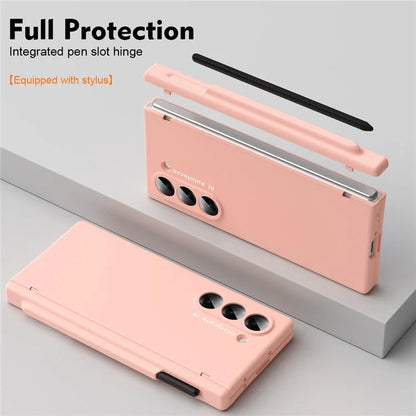 Macaron Series For Samsung Galaxy Z Fold6 5G Case PU Leather+PC Protective Phone Cover with Stylus