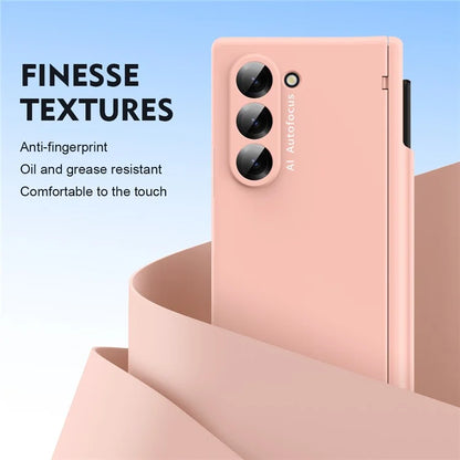 Macaron Series For Samsung Galaxy Z Fold6 5G Case PU Leather+PC Protective Phone Cover with Stylus