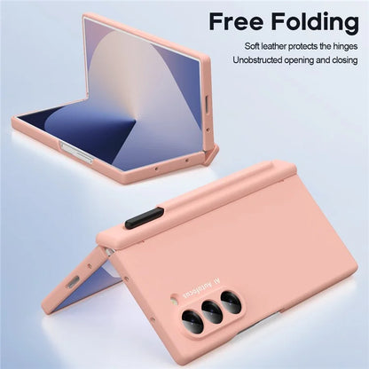 Macaron Series For Samsung Galaxy Z Fold6 5G Case PU Leather+PC Protective Phone Cover with Stylus