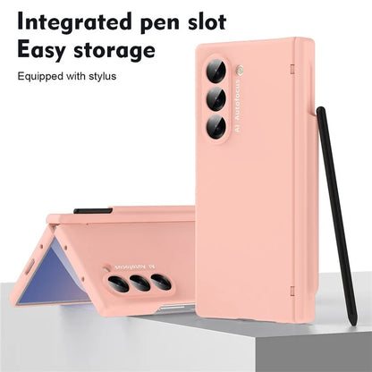 Macaron Series For Samsung Galaxy Z Fold6 5G Case PU Leather+PC Protective Phone Cover with Stylus