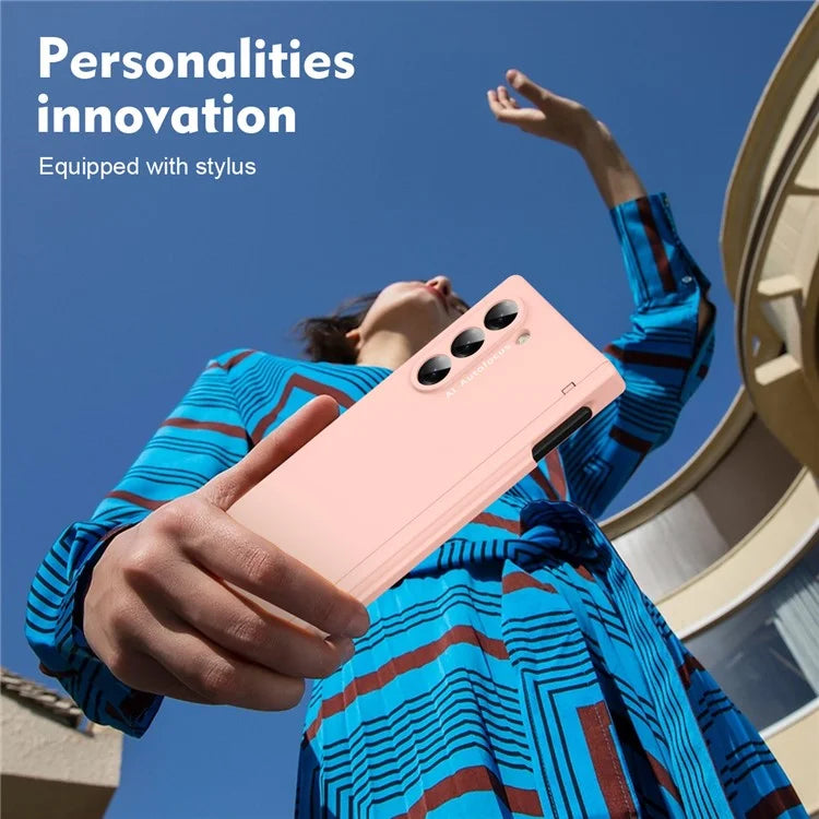 Macaron Series For Samsung Galaxy Z Fold6 5G Case PU Leather+PC Protective Phone Cover with Stylus