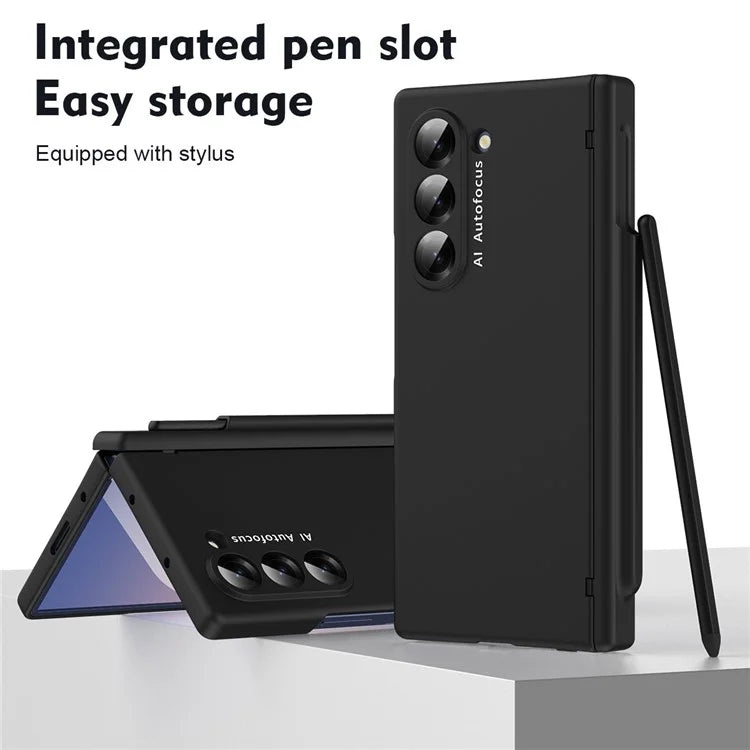 Macaron Series For Samsung Galaxy Z Fold6 5G Case PU Leather+PC Protective Phone Cover with Stylus