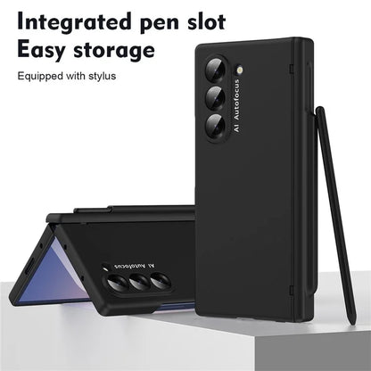 Macaron Series For Samsung Galaxy Z Fold6 5G Case PU Leather+PC Protective Phone Cover with Stylus